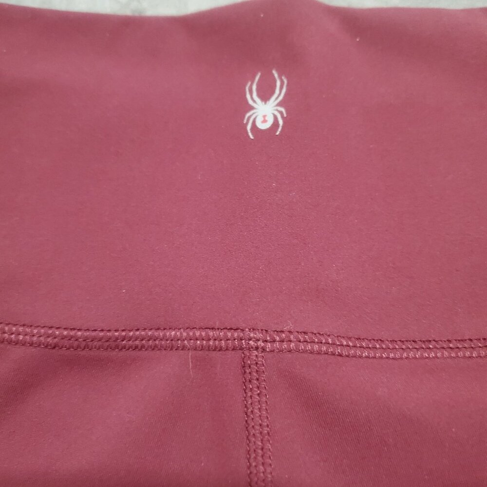 Spyder Active Maroon Cargo Pocket Leggings Womens Medium Polyester Spandex Blend - Picture 6 of 6